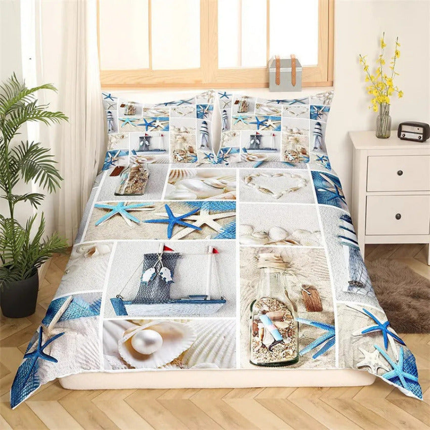 Housse de Couette Bord de Mer Chic - Côte Précieuse | Douce-Couette.com