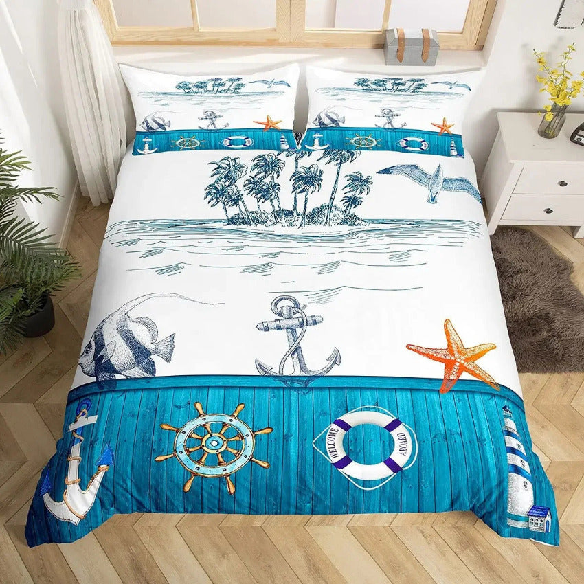 Housse de Couette Bord de Mer Chic - Horizon Élégant | Douce-Couette.com