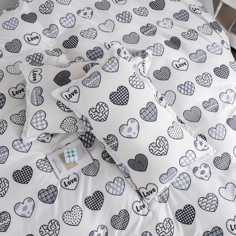 Housse de Couette Coeur Gris | Douce-Couette.com