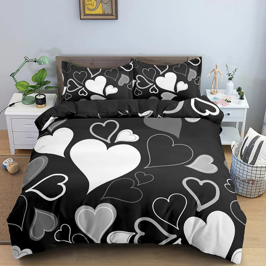 Housse de Couette Coeur Noir | Douce-Couette.com