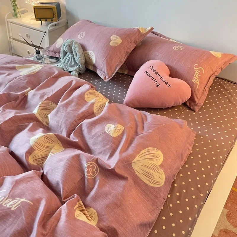 Housse de Couette Coeurs - Vieux Rose | Douce-Couette.com