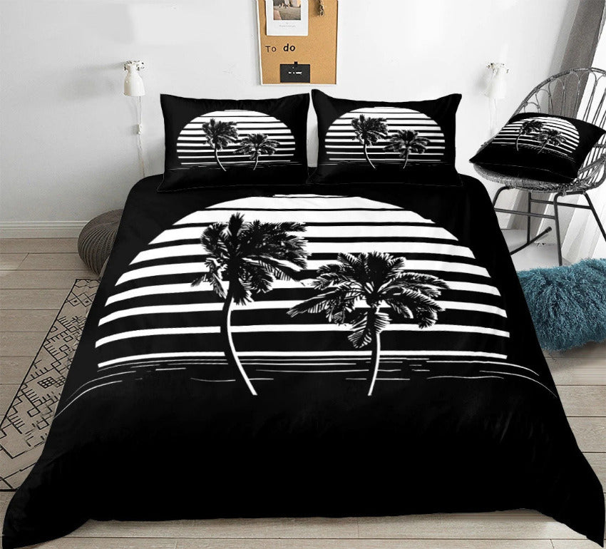 Housse de Couette Palmier - Noir et Blanc | Douce-Couette.com