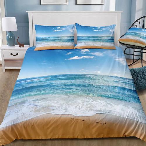 Housse de Couette Bord de Mer - Sable et Vagues | Douce-Couette.com