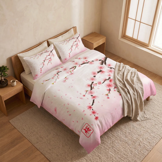 Housse de Couette Japon - Cerisier en Fleurs | Douce-Couette.com