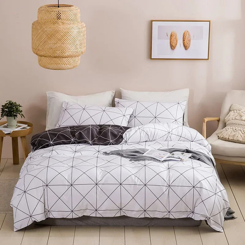 Housse de Couette Géométrique - Lignes Harmonieuses | Douce-Couette.com