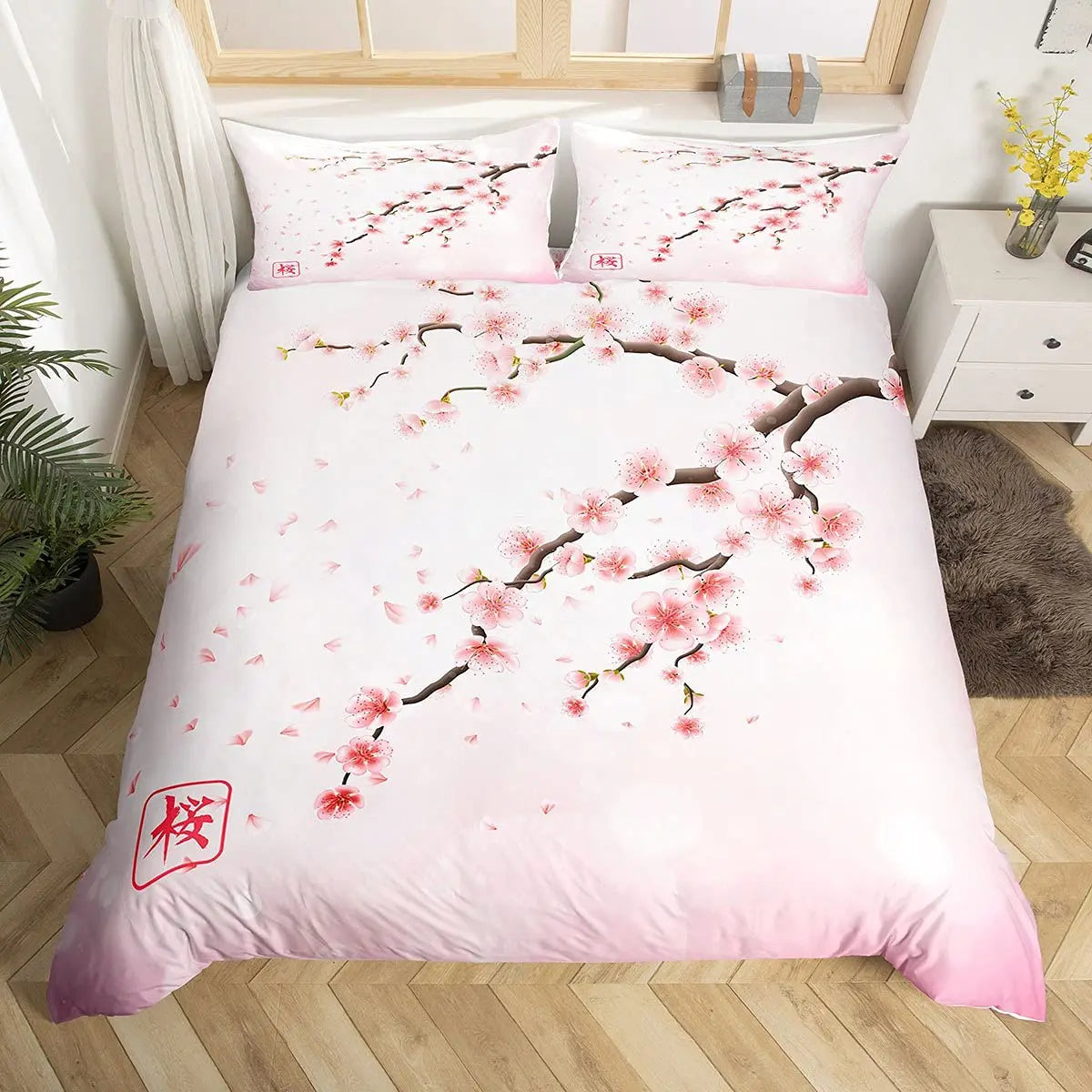 Housse de Couette Japon - Cerisier en Fleurs | Douce-Couette.com