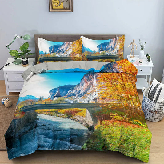Housse de Couette Montagne - Panorama Élégant | Douce-Couette.com