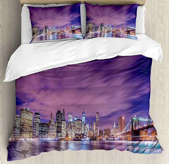 Housse de Couette New York - Skyline Nocturne | Douce-Couette.com