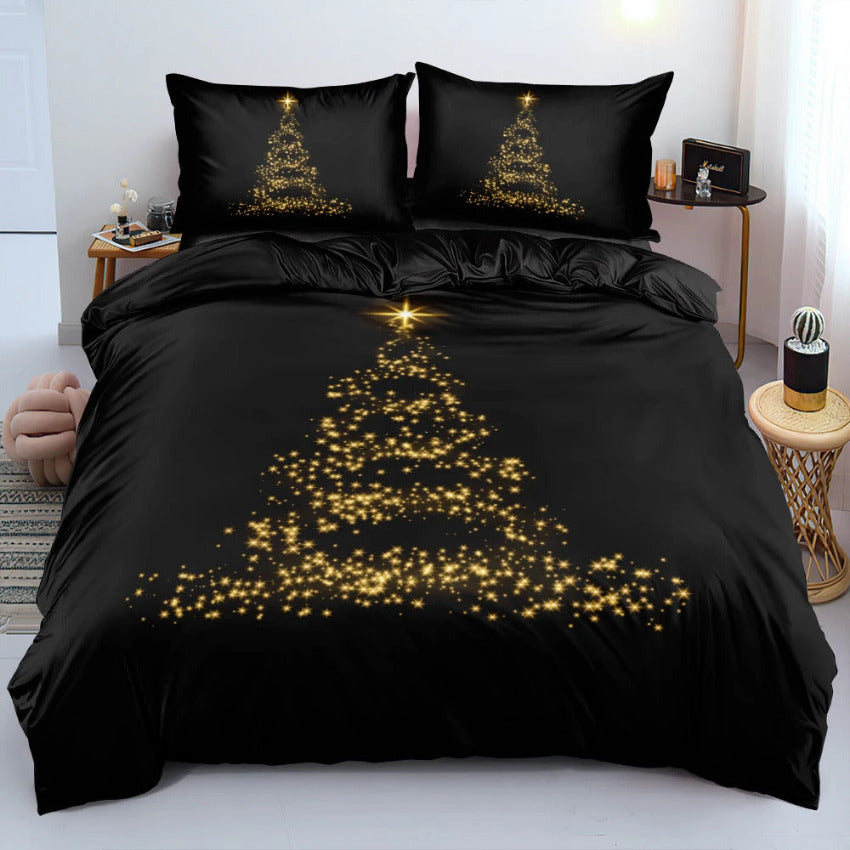 Housse de Couette de Noel - Sapin Doré | Douce-Couette.com