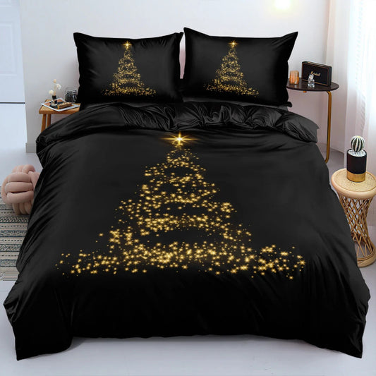 Housse de Couette de Noel - Sapin Doré | Douce-Couette.com