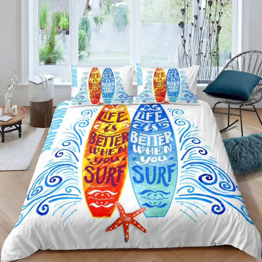 Housse de Couette Surf - Houle Tropicale | Douce-Couette.com